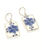 Simple Blue Flower Vintage Pottery Single Drop Rectangle Earrings