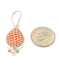 Orange Plaid Striped Vintage Pottery with White Pearl Single Drop Earrings