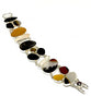 Amber & Brown Sea Glass with Petrified Shell, Crystals & Agate Cluster Bracelet