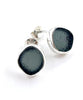 Dark Grey Sea Glass Natural Shape Post Earrings