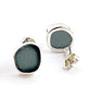 Dark Grey Sea Glass Natural Shape Post Earrings