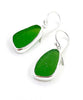 Green Sea Glass Open Back Drop Earrings