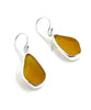 Light Amber Sea Glass Open Back Drop Earrings