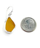 Light Amber Sea Glass Open Back Drop Earrings