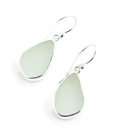 Frosted Clear Sea Glass Open Back Drop Earrings