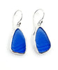 Textured Blue Sea Glass Open Back Drop Earrings