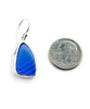 Textured Blue Sea Glass Open Back Drop Earrings