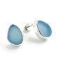 Sky Blue Sea Glass Natural Shape Post Earrings