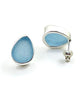 Sky Blue Sea Glass Natural Shape Post Earrings