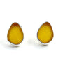 Amber Sea Glass Natural Shape Post Earrings
