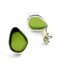 Dark Olive Sea Glass Natural Shape Post Earrings