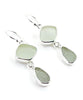 Clear & Light Grey Sea Glass Open Back Double Drop Earrings