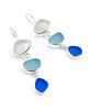 Clear, Aqua and Blue Sea Glass Triple Drop Earrings