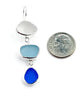 Clear, Aqua and Blue Sea Glass Triple Drop Earrings