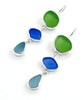 Green, Blue & Aqua Sea Glass Triple Drop Earrings