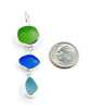Green, Blue & Aqua Sea Glass Triple Drop Earrings