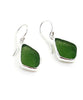 Rich Olive Sea Glass Open Back Drop Earrings