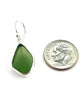 Rich Olive Sea Glass Open Back Drop Earrings