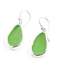 Light Green Sea Glass Open Back Drop Earrings