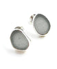 Light Grey Sea Glass Natural Shape Post Earrings