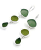 Shades of Olive Sea Glass Triple Drop Earrings