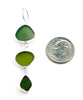 Shades of Olive Sea Glass Triple Drop Earrings