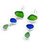Green & Blue Sea Glass Triple Drop Earrings