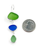 Green & Blue Sea Glass Triple Drop Earrings