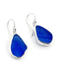 Blue Sea Glass Open Back Drop Earrings