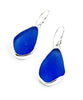 Blue Sea Glass Open Back Drop Earrings