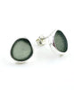 Grey Sea Glass Natural Shape Post Earrings