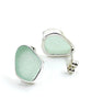 Aqua Sea Glass Natural Shape Post Earrings