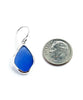 Textured Blue Sea Glass Open Back Drop Earrings