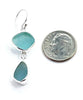 Soft Aqua & Light Blue Sea Glass Open Back Double Drop Earrings