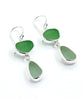 Green & Light Green Sea Glass Open Back Double Drop Earrings