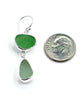 Green & Light Green Sea Glass Open Back Double Drop Earrings
