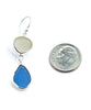 Clear & Blue Sea Glass Open Back Double Drop Earrings