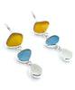 Amber, Blue & Clear Sea Glass Triple Drop Earrings