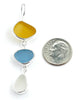 Amber, Blue & Clear Sea Glass Triple Drop Earrings