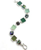 Olive, Green and Aqua Sea Glass with Square Pearl Bracelet -8