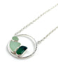Forest Green, Jadeite and Soft Green Sea Glass Hoop Necklace