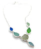 Sea Glass Leaves with Stone Flower 6 Piece Necklace