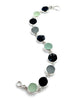 Grey and Aqua Sea Glass with Antique Black Glass Buttons Bracelet- 8
