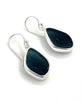 Black Sea Glass Open Back Drop Earrings