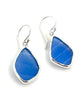 Textured Blue Sea Glass Open Back Drop Earrings