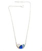 Textured Clear, Blue and Aquas Sea Glass Half Hoop Necklace