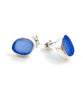 Blue Sea Glass Natural Shape Post Earrings