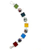 Earth Tone Sea Glass with Square Pearl Bracelet - 7 1/2