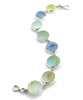Light Green and Blue Stripe Sea Glass Marble Bracelet - 7 1/2