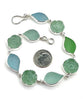 Soft Green and Aqua Sea Glass Leaves and Stone Flower Bracelet- 9